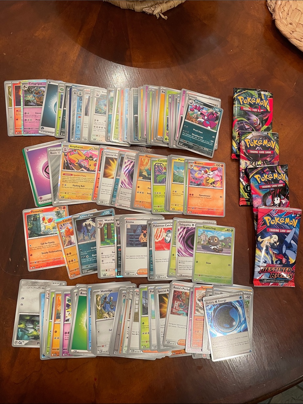 Pokémon Trading Card Lot over 150 cards Destined Rivals Chaos Phantasmal Flames